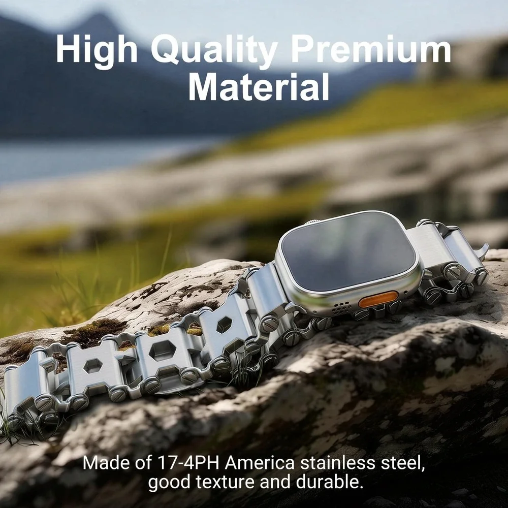Tread Multitool Bracelet SINGEAR Men Watch Band Silver Size One New Retro